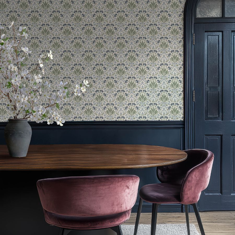 Purchase 4173-27632 A-Street Wallpaper, Woodbury Blue Floral Damask - Chris Loves Julia1