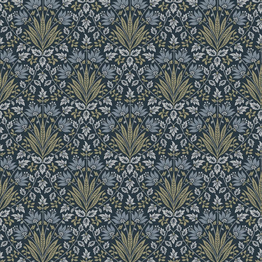 Purchase 4173-27634 A-Street Wallpaper, Woodbury Navy Floral Damask - Chris Loves Julia
