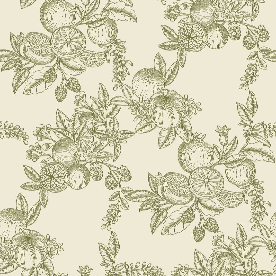 Purchase 4173-27636 A-Street Wallpaper, Gerty Green Fruit Toile - Chris Loves Julia