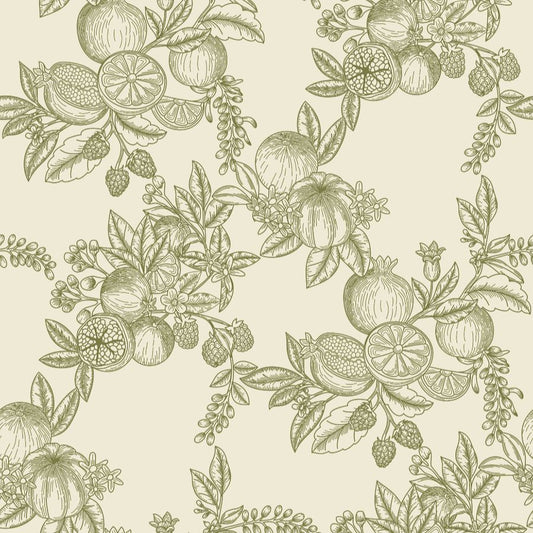 Purchase 4173-27636 A-Street Wallpaper, Gerty Green Fruit Toile - Chris Loves Julia