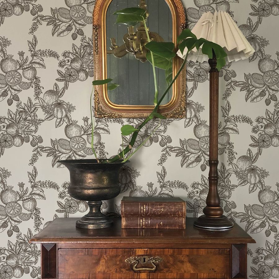 Purchase 4173-27637 A-Street Wallpaper, Gerty Black Fruit Toile - Chris Loves Julia12