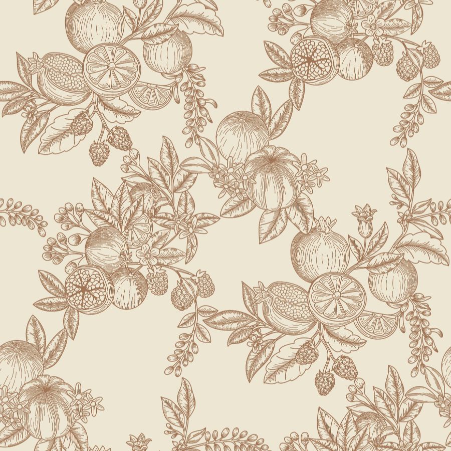 Purchase 4173-27638 A-Street Wallpaper, Gerty Copper Fruit Toile - Chris Loves Julia