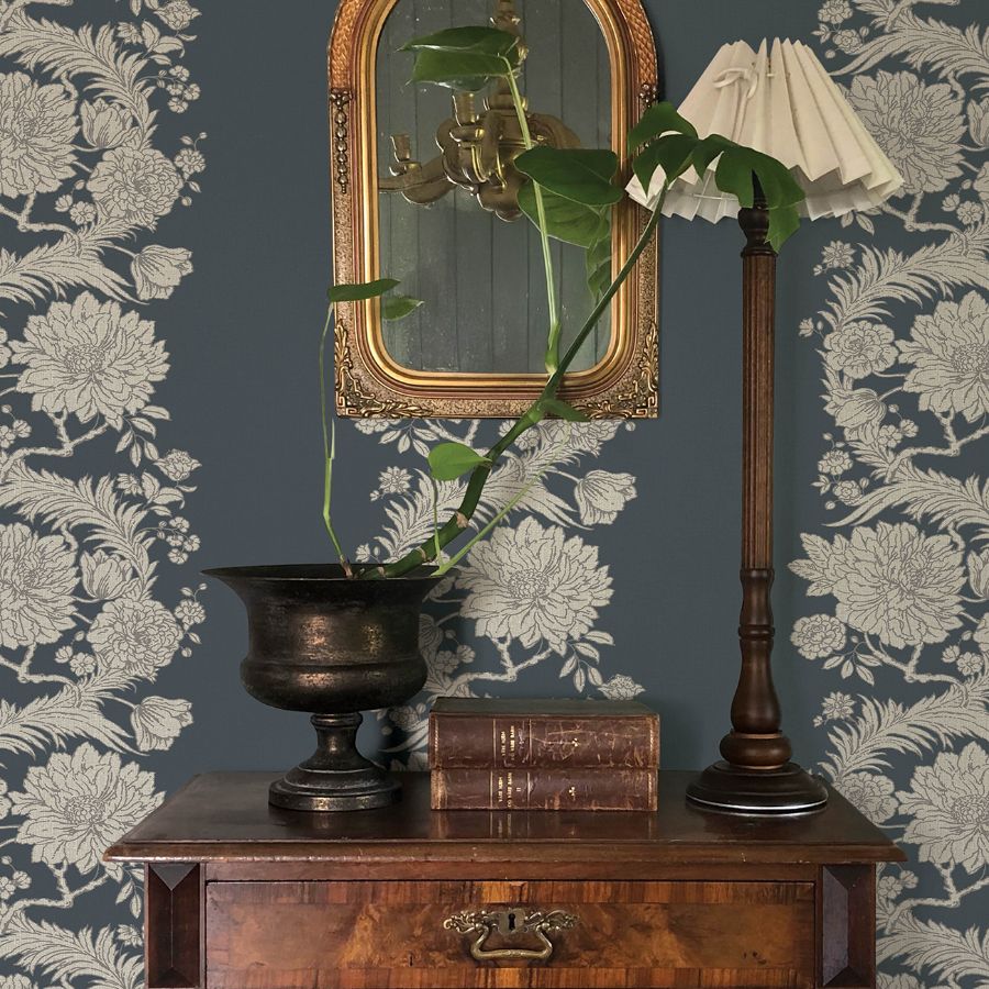 Purchase 4173-27642 A-Street Wallpaper, Gisela Blue Floral Columns - Chris Loves Julia12