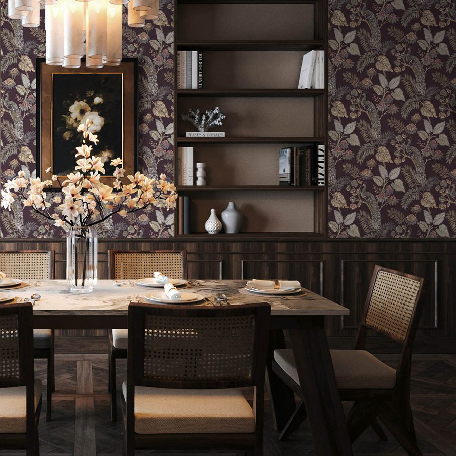 Purchase 4173-27644 A-Street Wallpaper, Geneva Plum Peacock Paradise - Chris Loves Julia12