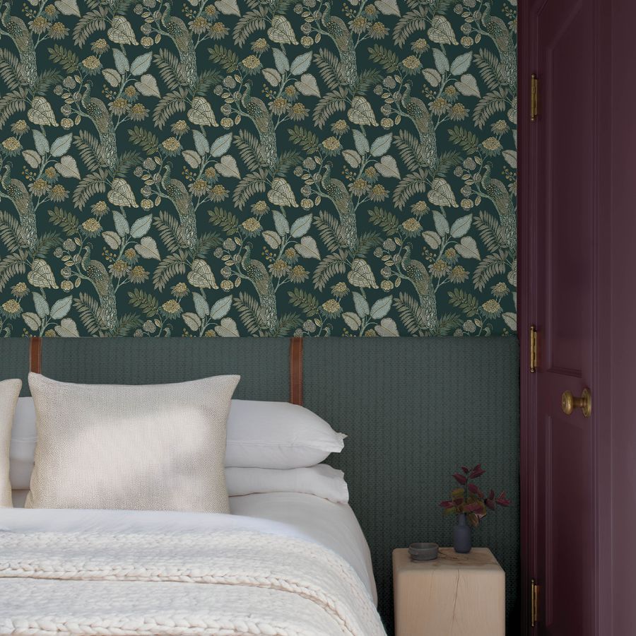 Purchase 4173-27645 A-Street Wallpaper, Geneva Sea Green Peacock Paradise - Chris Loves Julia1