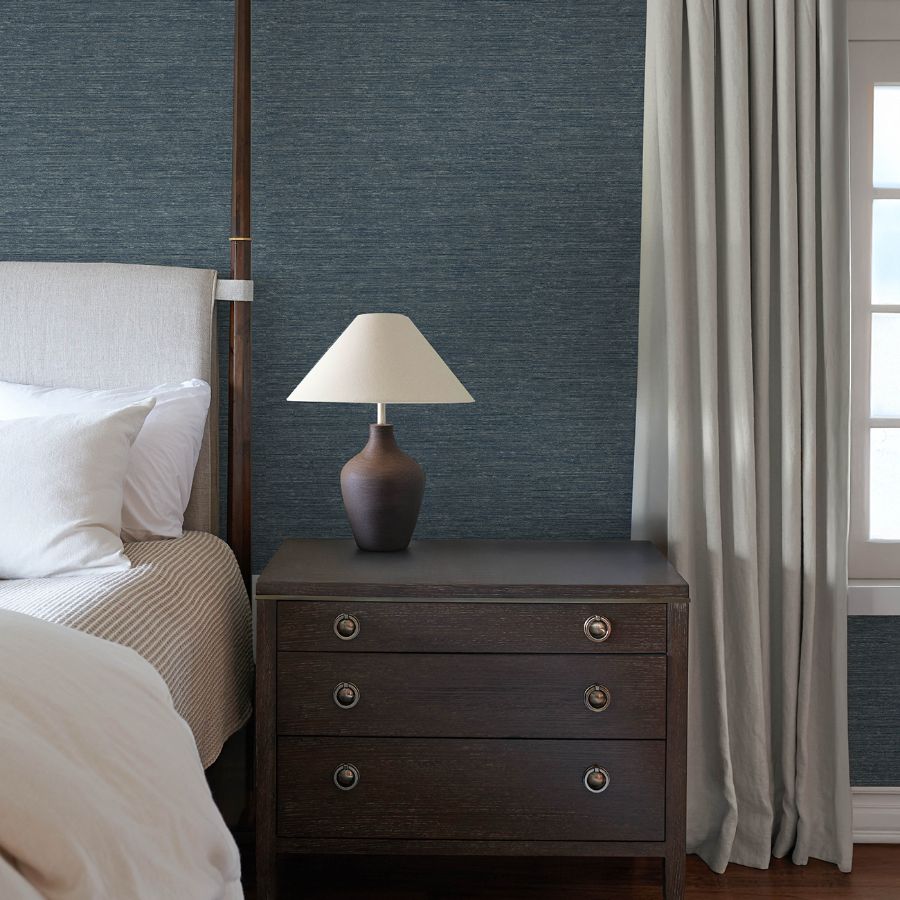 Purchase 4173-27649 A-Street Wallpaper, Roderick Dark Blue Textured - Chris Loves Julia1