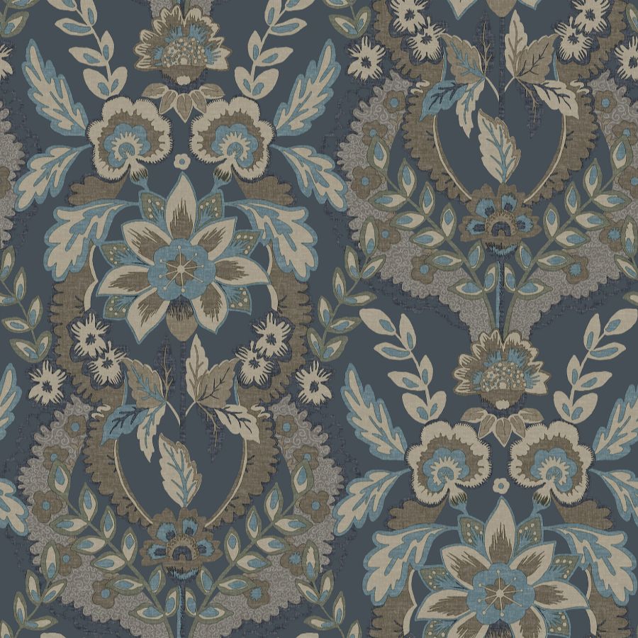 Purchase 4173-27653 A-Street Wallpaper, Collins Teal Damask - Chris Loves Julia