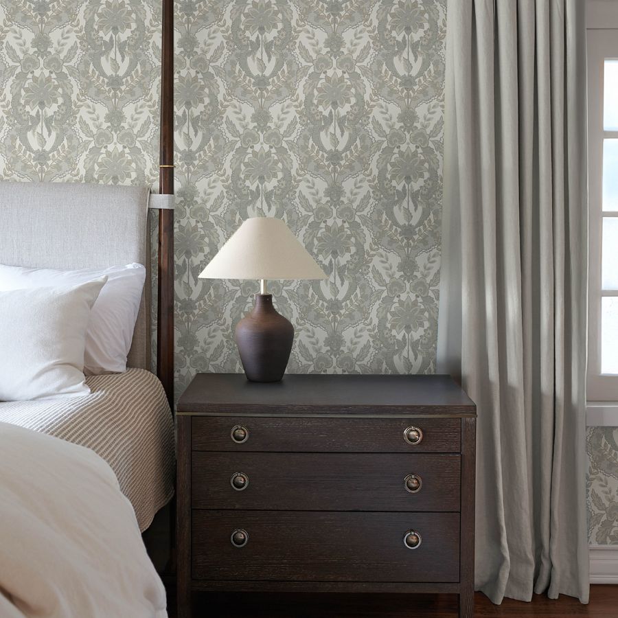 Purchase 4173-27655 A-Street Wallpaper, Collins Light Blue Damask - Chris Loves Julia1