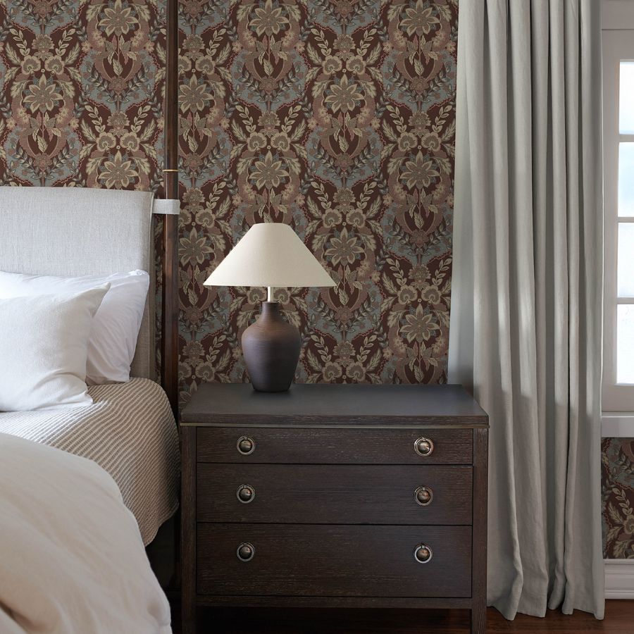 Purchase 4173-27656 A-Street Wallpaper, Collins Plum Damask - Chris Loves Julia1