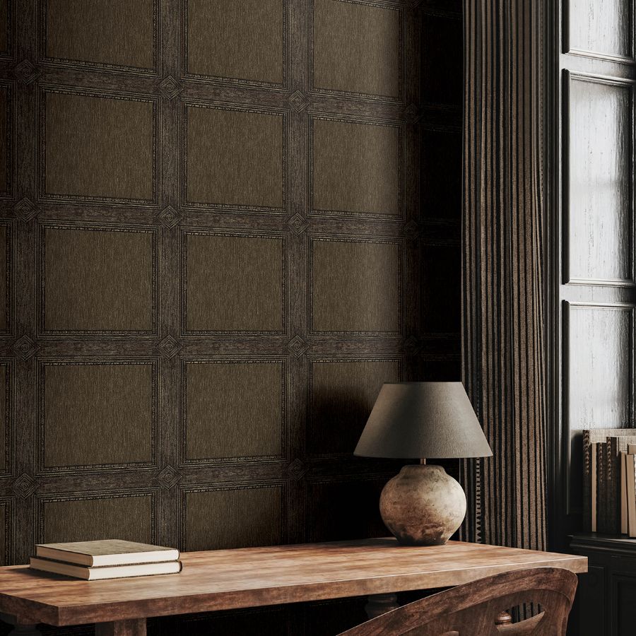 Purchase 4173-27659 A-Street Wallpaper, Moorland Dark Brown Wood Panel - Chris Loves Julia1