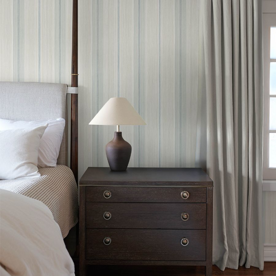 Purchase 4173-27660 A-Street Wallpaper, Ames Light Blue Linen Stripe - Chris Loves Julia1