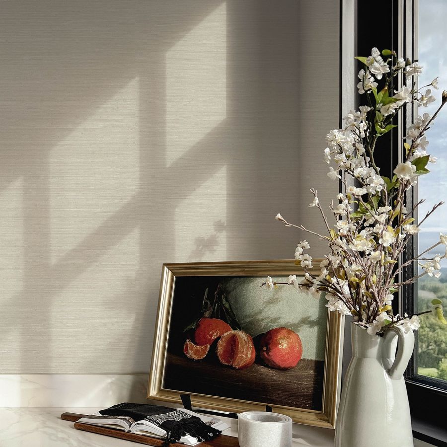 Purchase 4173-82100 A-Street Wallpaper, Mycroft Pearl Grasscloth - Chris Loves Julia1