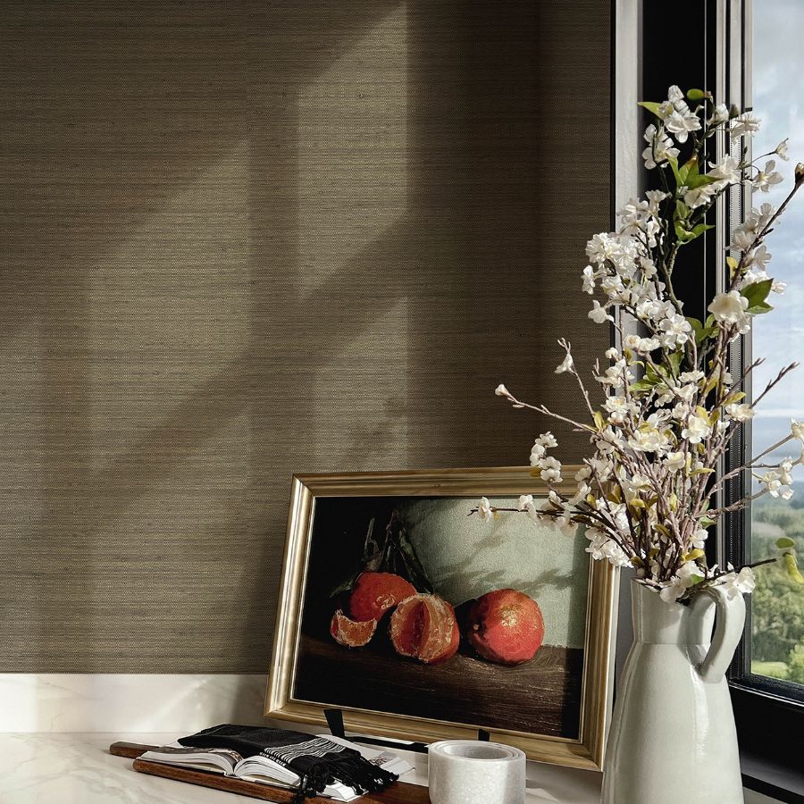 Purchase 4173-82101 A-Street Wallpaper, Mycroft Sterling Grasscloth - Chris Loves Julia1