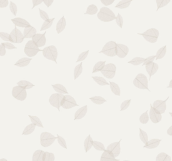 Purchase 4174-4647 Warner Wallpaper, Myles White Leaves - Grasscloth Resource 2