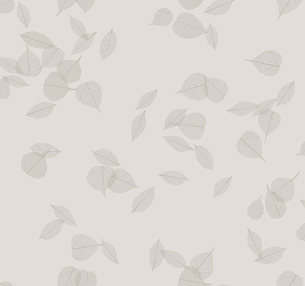 Purchase 4174-4648 Warner Wallpaper, Myles Light Grey Leaves - Grasscloth Resource 2