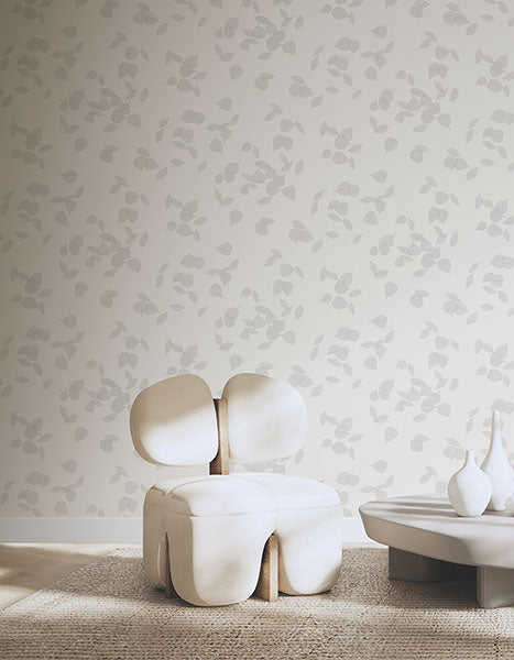 Purchase 4174-4648 Warner Wallpaper, Myles Light Grey Leaves - Grasscloth Resource 21