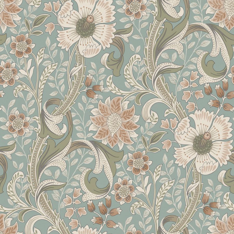 Purchase 4191-83013 Chesapeake Wallpaper, Liora Aqua Floral Trail - Kitchen & Bath