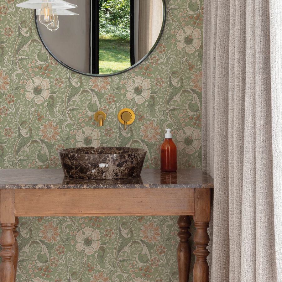 Purchase 4191-83014 Chesapeake Wallpaper, Liora Green Floral Trail - Kitchen & Bath1
