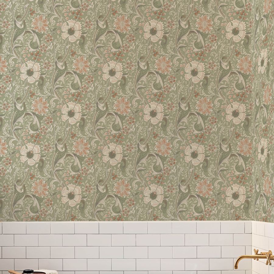 Purchase 4191-83014 Chesapeake Wallpaper, Liora Green Floral Trail - Kitchen & Bath12
