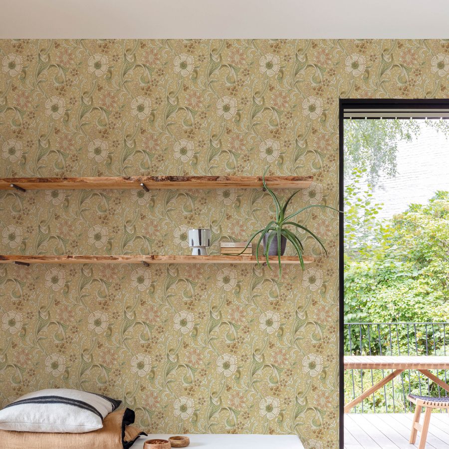 Purchase 4191-83016 Chesapeake Wallpaper, Liora Butter Floral Trail - Kitchen & Bath1