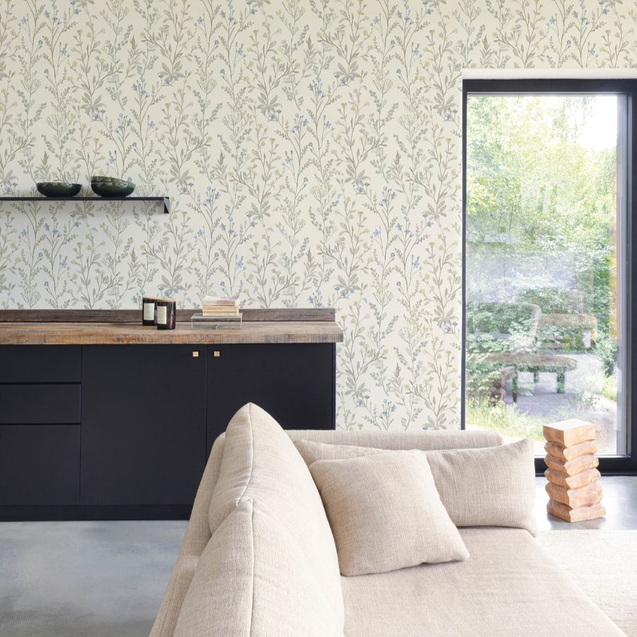 Purchase 4191-83017 Chesapeake Wallpaper, Laverne Neutral Wildflowers - Kitchen & Bath1