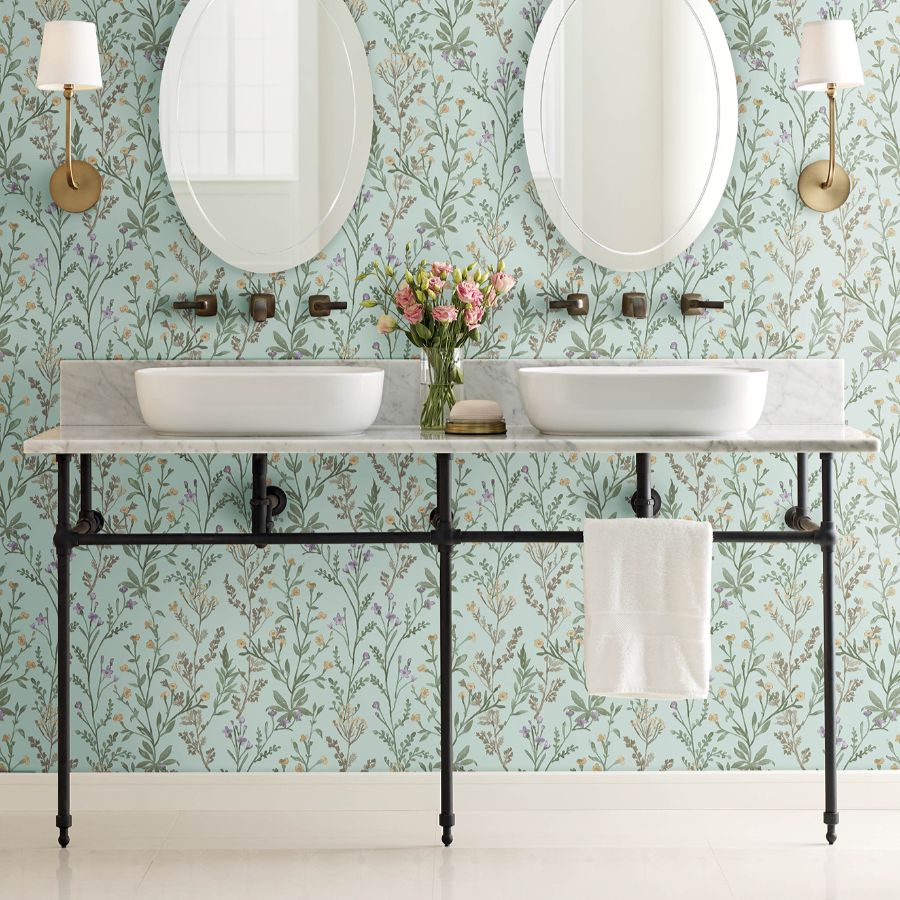 Purchase 4191-83018 Chesapeake Wallpaper, Laverne Aquamarine Wildflowers - Kitchen & Bath12