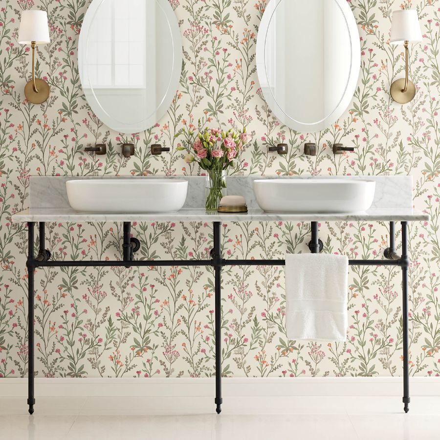 Purchase 4191-83019 Chesapeake Wallpaper, Laverne Green Wildflowers - Kitchen & Bath12