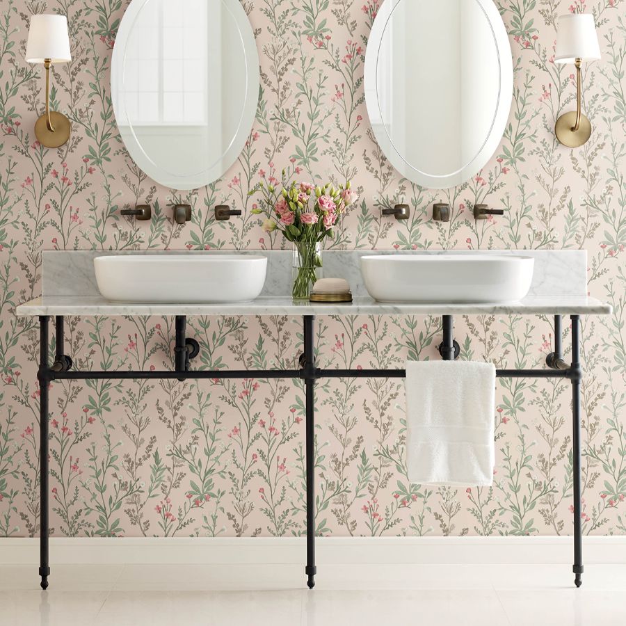 Purchase 4191-83020 Chesapeake Wallpaper, Laverne Blush Wildflowers - Kitchen & Bath12