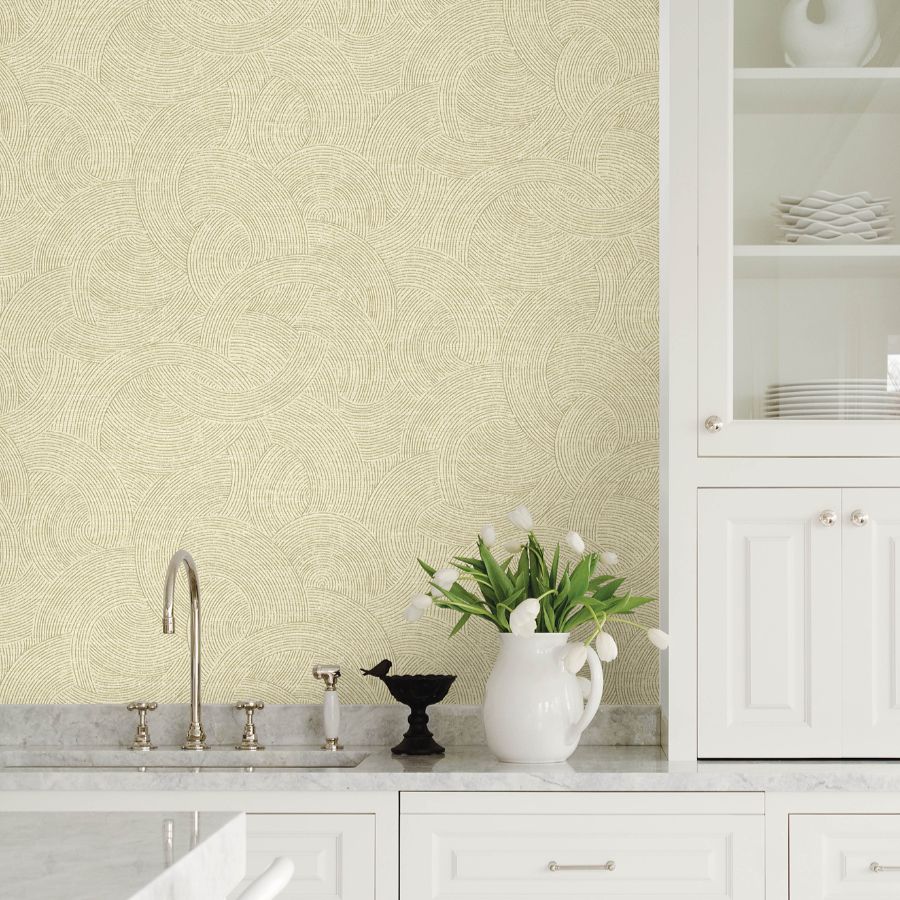 Purchase 4191-83021 Chesapeake Wallpaper, Harrison Champagne Swirling Geometric - Kitchen & Bath12