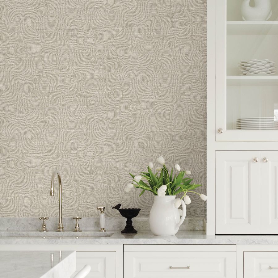 Purchase 4191-83022 Chesapeake Wallpaper, Harrison Pewter Swirling Geometric - Kitchen & Bath12