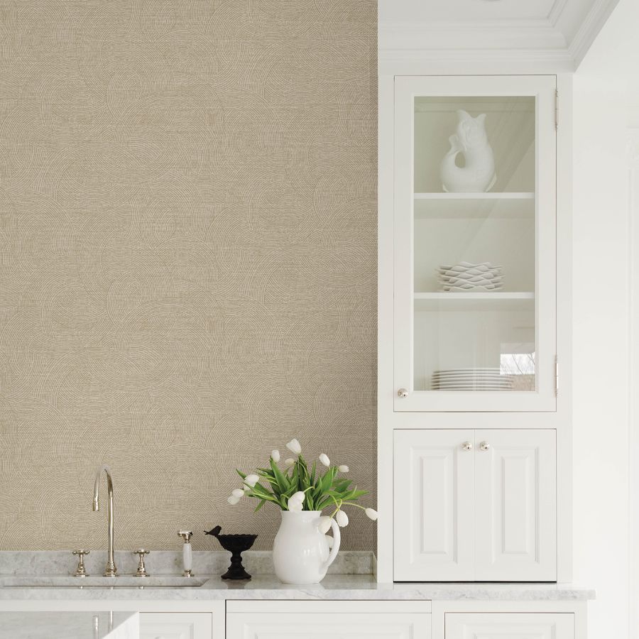 Purchase 4191-83023 Chesapeake Wallpaper, Harrison Taupe Swirling Geometric - Kitchen & Bath12