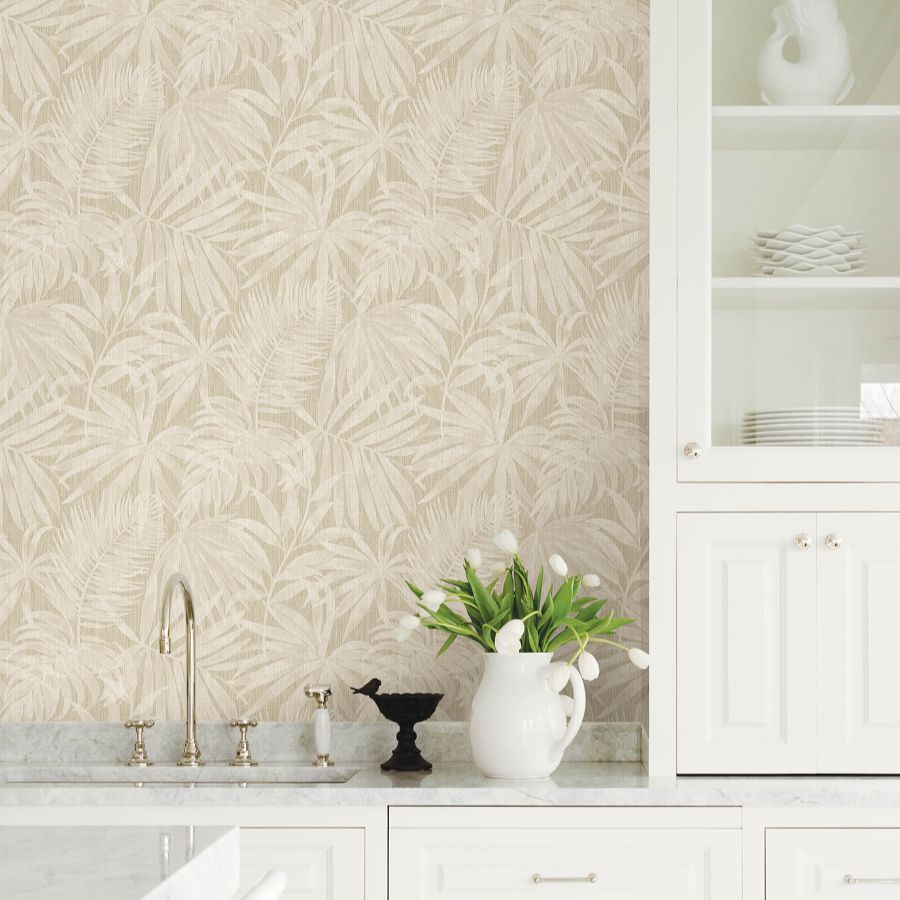 Purchase 4191-83025 Chesapeake Wallpaper, Sonny Beige Fronds - Kitchen & Bath12