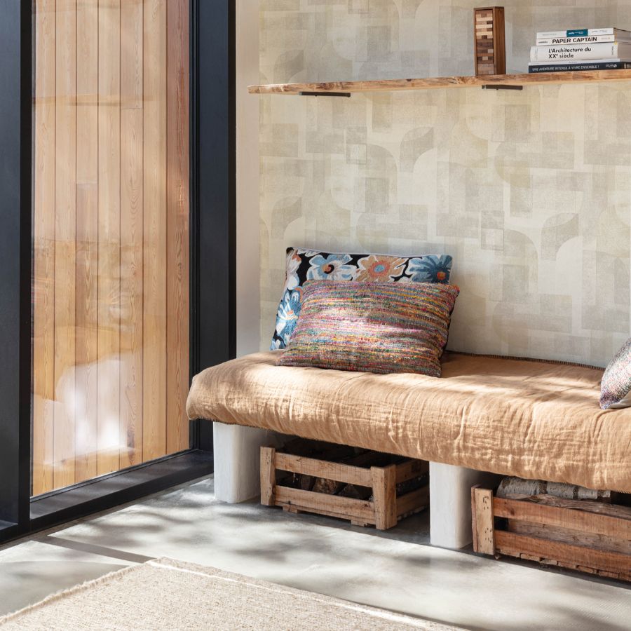 Purchase 4191-83030 Chesapeake Wallpaper, Cassandra Taupe Block Geometric - Kitchen & Bath1