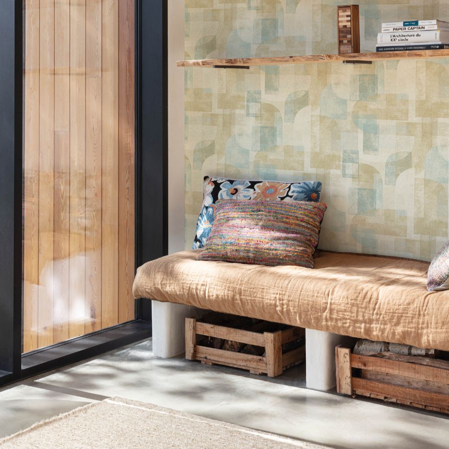 Purchase 4191-83031 Chesapeake Wallpaper, Cassandra Teal Block Geometric - Kitchen & Bath1