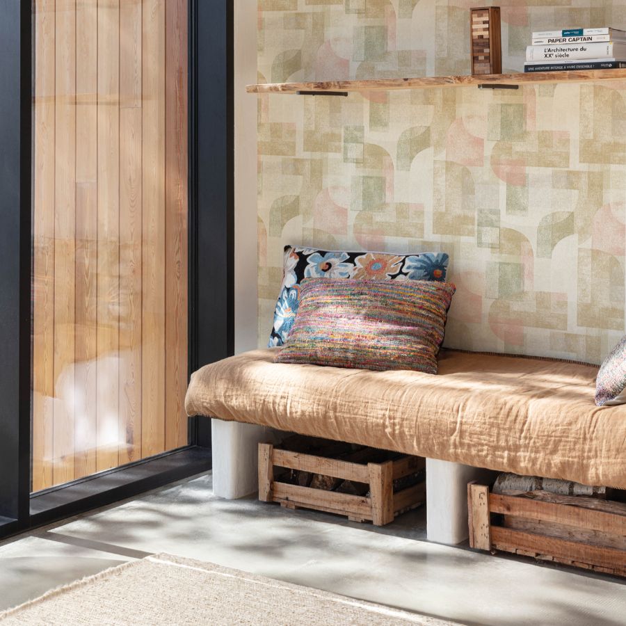 Purchase 4191-83032 Chesapeake Wallpaper, Cassandra Brown Block Geometric - Kitchen & Bath1