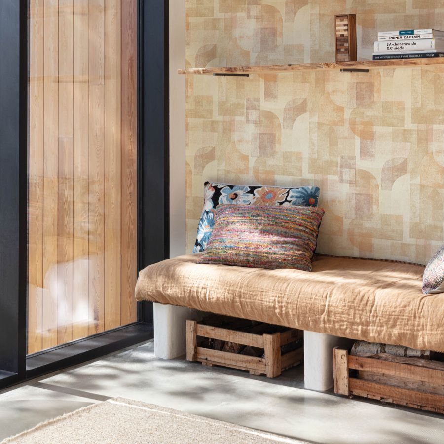 Purchase 4191-83033 Chesapeake Wallpaper, Cassandra Rust Block Geometric - Kitchen & Bath1