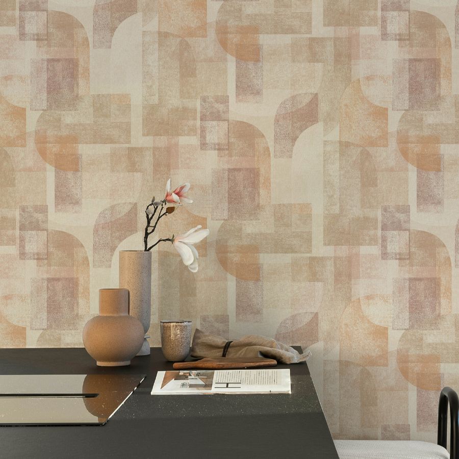 Purchase 4191-83033 Chesapeake Wallpaper, Cassandra Rust Block Geometric - Kitchen & Bath12