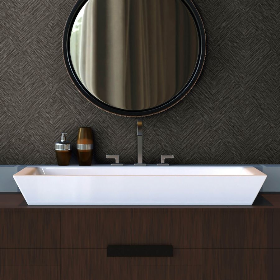 Purchase 4191-83046 Chesapeake Wallpaper, Hollis Charcoal Textured Diamond - Kitchen & Bath12