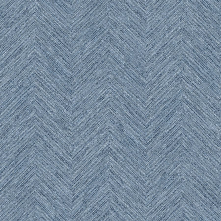 Purchase 4192-13678 Chesapeake Wallpaper, Caladesi Blue Linen Chevron - Plaid & Stripe