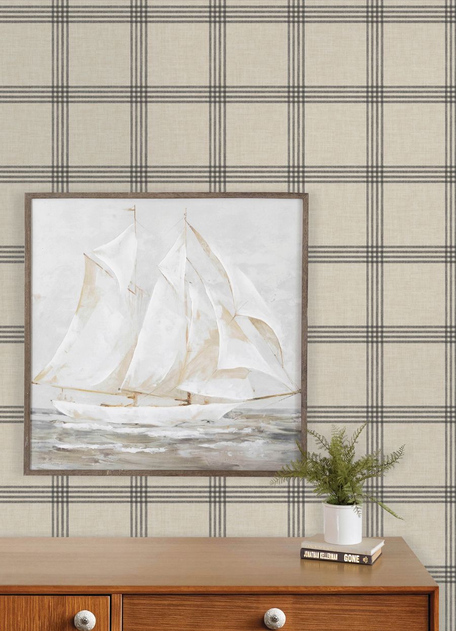 Purchase 4192-24479 Chesapeake Wallpaper, Twain Black Plaid - Plaid & Stripe12