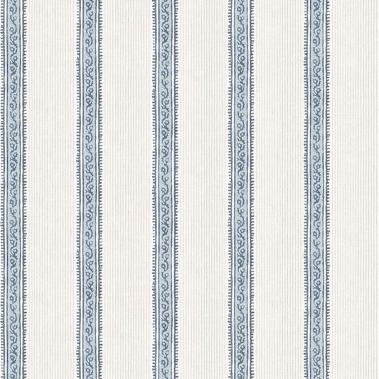 Purchase 4192-27428 Chesapeake Wallpaper, Mandevilla Blue Vine Stripe - Plaid & Stripe