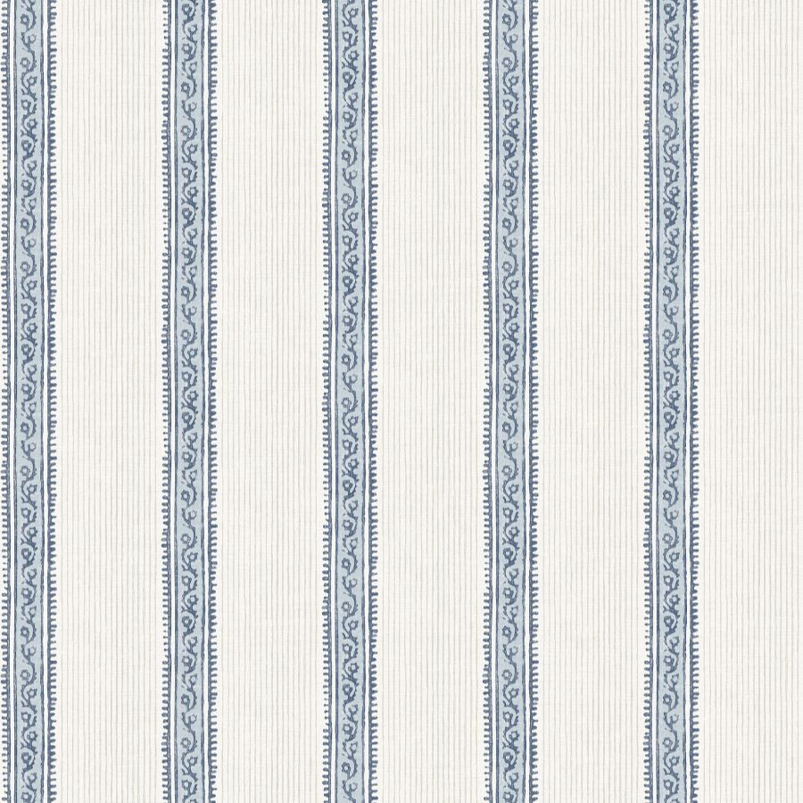 Purchase 4192-27428 Chesapeake Wallpaper, Mandevilla Blue Vine Stripe - Plaid & Stripe