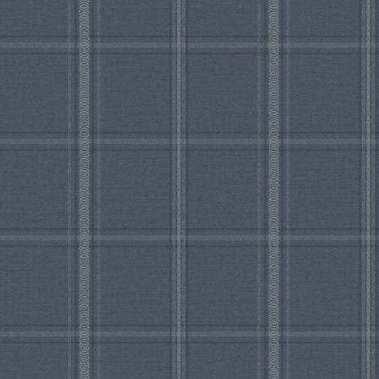 Purchase 4192-27605 Chesapeake Wallpaper, Auberge Dark Blue Plaid - Plaid & Stripe