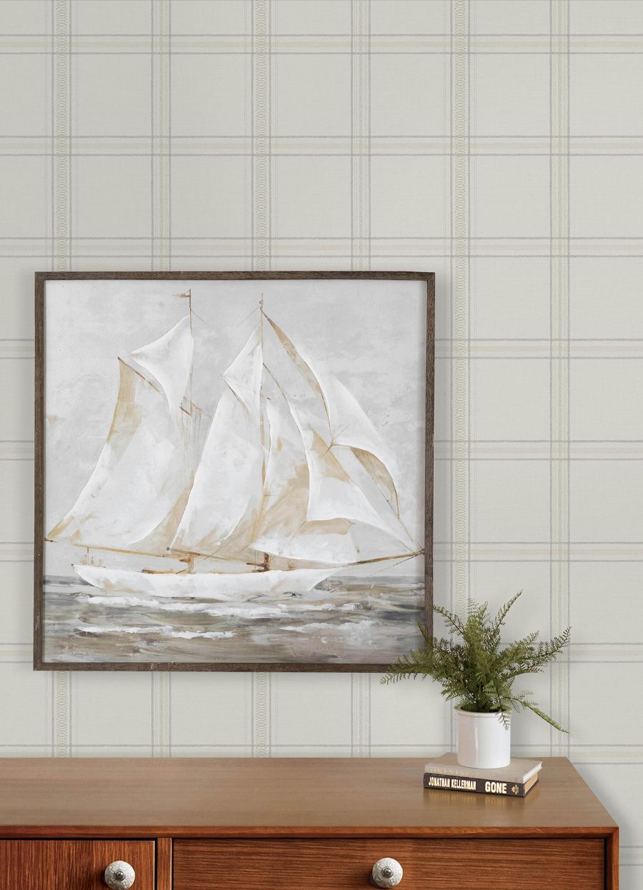 Purchase 4192-27606 Chesapeake Wallpaper, Auberge White Plaid - Plaid & Stripe12