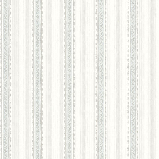 Purchase 4192-27690 Chesapeake Wallpaper, Mandevilla Light Blue Vine Stripe - Plaid & Stripe