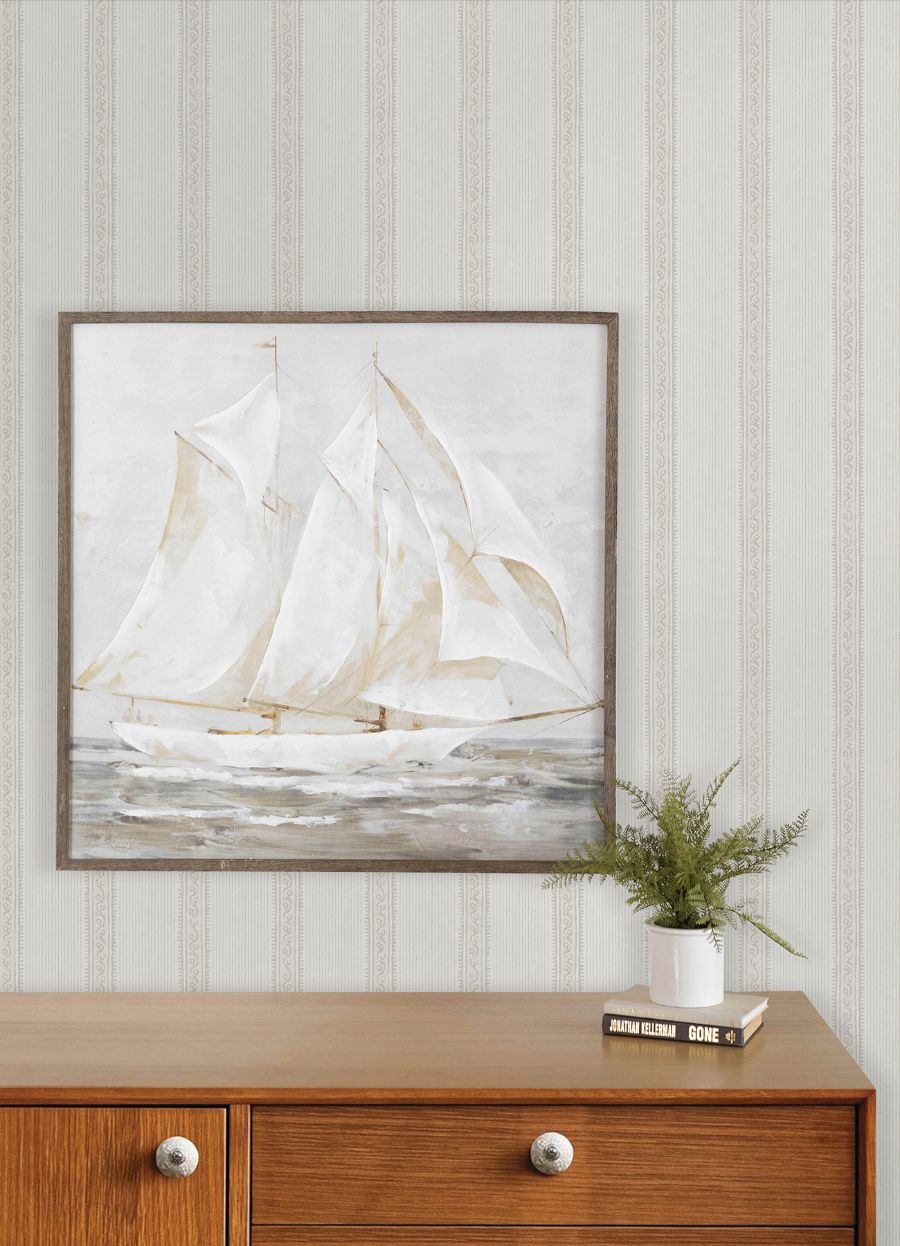 Purchase 4192-27691 Chesapeake Wallpaper, Mandevilla Beige Vine Stripe - Plaid & Stripe12