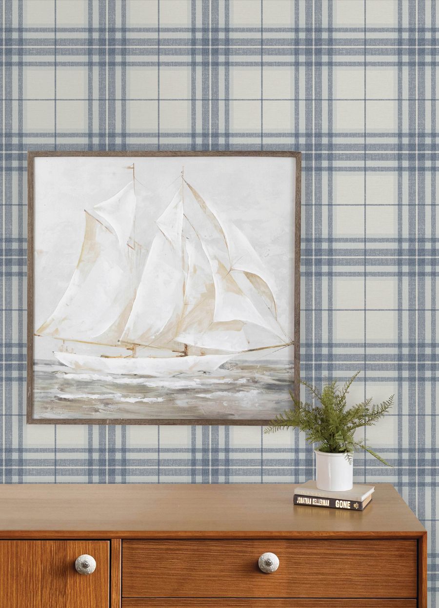 Purchase 4192-27692 Chesapeake Wallpaper, Cabin Check Blue Plaid - Plaid & Stripe12