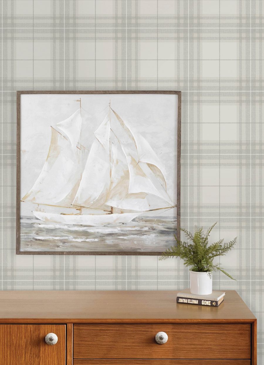 Purchase 4192-27693 Chesapeake Wallpaper, Cabin Check Grey Plaid - Plaid & Stripe12