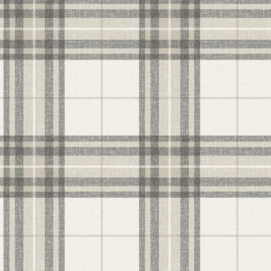 Purchase 4192-27694 Chesapeake Wallpaper, Cabin Check Charcoal Plaid - Plaid & Stripe