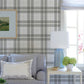 Purchase 4192-27694 Chesapeake Wallpaper, Cabin Check Charcoal Plaid - Plaid & Stripe1